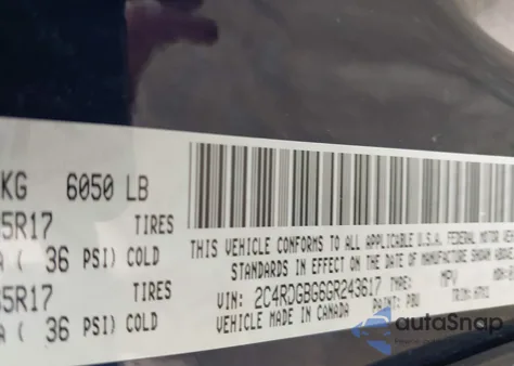 2016 Dodge Grand Caravan American Value Pkg из США, поврежденный, VIN 2C4RDGBG6GR243617